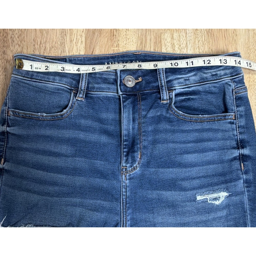 American Eagle Next Level Stretch Hi-Rise Blue Distressed Women's Size 10 - Picture 2 of 16